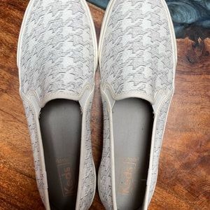 Keds Woman Slip On 9.5 White Gray Herringbone New In Box